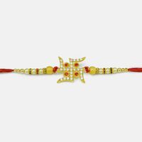 Sacred Jewel Crafted God Symbol Swastika Rakhi for Brother 
