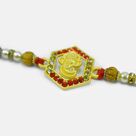 Hexagonal Shape Awesome Looking Sandalwood Type Beaded Ganesha Rakhi 