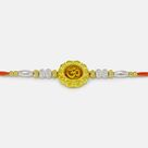 Stunning Looking Divine Golden Color Silver Beaded Om Auspicious Rakhi
