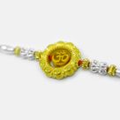 Stunning Looking Divine Golden Color Silver Beaded Om Auspicious Rakhi