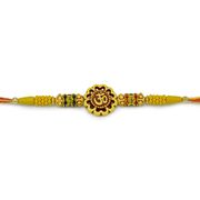 Simple and Elegant Looking Flower Shape Sandalwood Om Rakhi for Brother