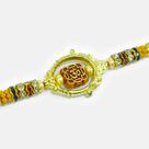 Swastika Crafted in Mid Round Shape Golden Ring Amazing Looking Brother God Rakhi