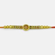 Jewel Crafted and Beads Beaded Awesome Looking Golden Swastika God Bhai Rakhi