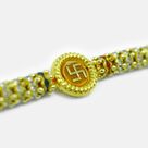Jewel Crafted and Beads Beaded Awesome Looking Golden Swastika God Bhai Rakhi