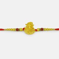 Awesome Looking Golden Color Emerged Divine Ganesha Rakhi for Brother