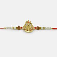 Shiva Symbol Trishul with Written Om Namah Shivaye Rudraksha Rakhi