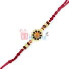 Diamond Aura Om Rakhi with Golden Diamond Beads