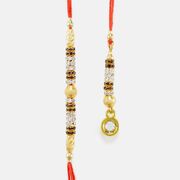 Droping Golden Base Diamond with Beads Set of Rakhi