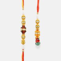 Exclusive Multi-Color Beads and White Diamonds Rakhi