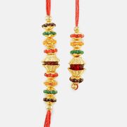 Golden Rakhi Pair for Bhaiya and Bhabhi