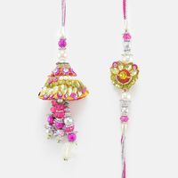 Fabulous Multi-color Beauty of Stones and Pearls Rakhi Set
