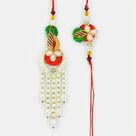 Queen Pearl Drops Key Chain Lumba n Floral Pearl Bhaiya and Bhabhi Rakhi