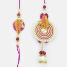 Pink White Pearl Zardosi Beautiful Bhaiya Bhabhi Rakhi