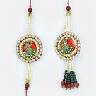 Peafowl Pearl Diamond Pair Rakhi for Bhaiya Bhabhi