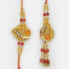 Ceremic Sandalwood Touch Beads Pair Rakhi