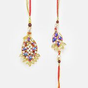Beautifully Crafted Colourful Gems Rakhi Set