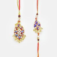Beautifully Crafted Colourful Gems Rakhi Set