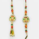 Traditional Bhaiya Bhabhi Pair Rakhi with Meena Diamond Work