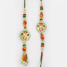 Bhaiya Bhabhi Pair of Rakhi with Meena Diamond Work