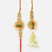 Pentagun Pearl Drop Diamond Rakhis Pair for Bhaiya Bhabhi