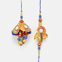 Multi-Color Jewels Zari Beaded Rakhi for Bhaiya and Bhabhi