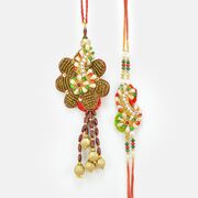 Indian Handmade Zardosi Pair Rakhis for Bhaiya Bhabhi
