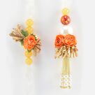 Stunning looking Flower Studded Orange Color Awesome Looking Bhaiya Bhabhi Rakhis