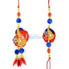 Artistic Zari work Colorful Bhaiya-Bhabhi Rakhi Set
