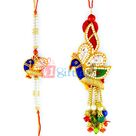 Peacock Designer Pearl Rakhi Set - Bhaiya Bhabhi ki Rakhi