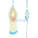 Endeavoring Zari Pearl Lumba in Blue tone and Rakhi for Brother Set