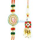 Round, Drop and Heart Shaped Pearl Zari Rakhi Set