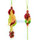 Golden Zardozi and Golden Maroon Beaded Lumba and Rakhi for Brother