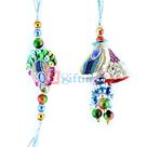 Muti Shaped Colorful Danglers and Pearl Zari Work Rakhi Set