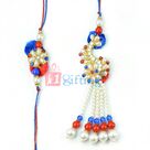 Bhaiya Bhabhi Pearl Rakhi-Amazing Red Blue White Colored