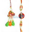 Flower Crystal Drop Beads with Pearl Floral Pair Rakhi