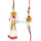 Amazing Pearl KeyChain Kundan Studded Pair Rakhi