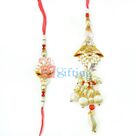 Designer Pearl Drop Zardosi Pair Rakhi for Bhaiya Bhabhi