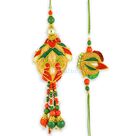 Amazing Leafy pattern Mauli Colored Designer BB Rakhi Set