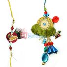 Fancy Peacock Golden Diamond Floral Rakhis for Bhaiya Bhabhi