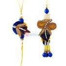 Pearl Zari Blue Theme Beautiful Bhaiya Bhabhi Rakhi Set