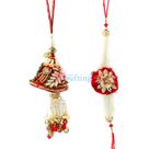 Traditionally Designed Eye Catching Pearl Zari Work Lumba and Rakhi for Brother