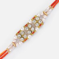 Beautiful Studded Diamonds Rakhi with White Pearl