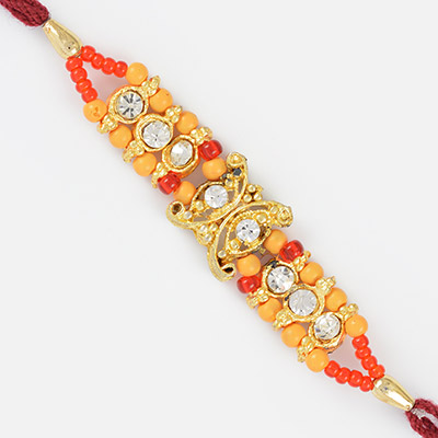 Diamonds with Colorful Beads Sandalwood Rakhi
