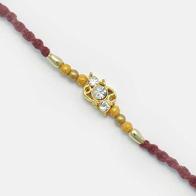 Simple yet Awesome 3 Jewels Golden Beads Rakhi