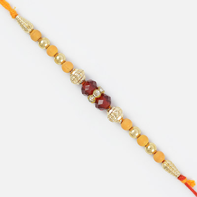 Adorable Multi-color Beads Rakhi with Glass and Golden Beads