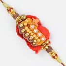 Chandan Golden and Diamond Mauli Rakhi with Satin Base