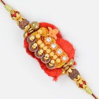 Chandan Golden and Diamond Mauli Rakhi with Satin Base