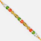 Golden Wired Ring Glass Silver Diamond Beads Beautiful Rakhi