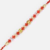 Endless Sisterly Love- Rakhi with Glass Golden and Diamond Work Beads
