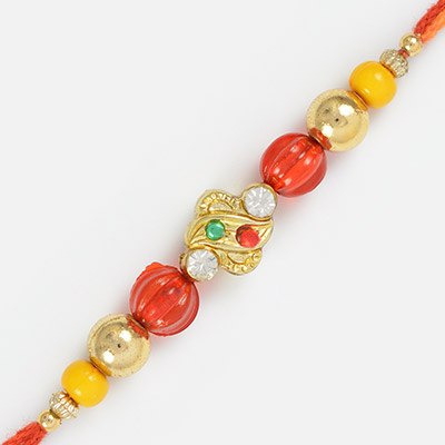 Awesome Designer Work of Beads in Moli Dori- Beads Rakhi